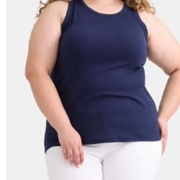 Terra & Sky Women's Plus Size High Neck Rib Tank Top, Sizes 1X (16W-18W) - Picture 1 of 6